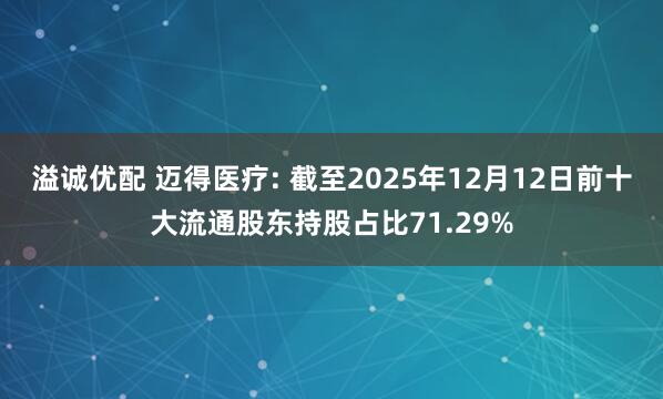 溢诚优配 迈得医疗: 截至2025年12月12日前十大流通股东持股占比71.29%