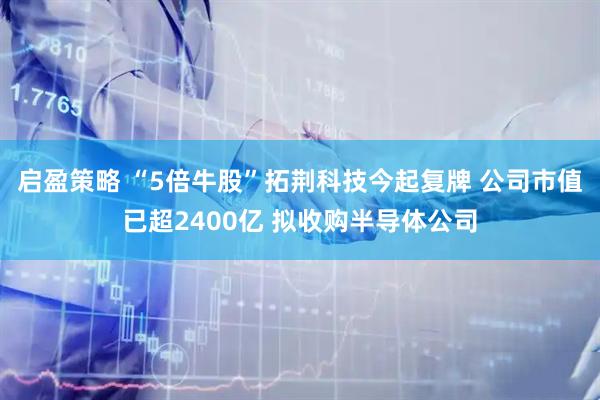 启盈策略 “5倍牛股”拓荆科技今起复牌 公司市值已超2400亿 拟收购半导体公司